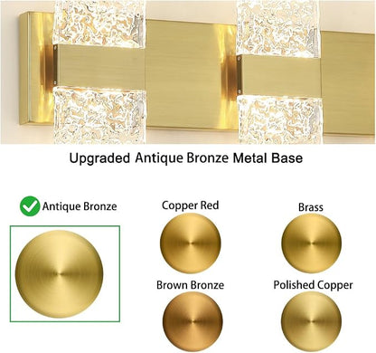 Bathroom Vanity Light Fixture, Modern Brushed Gold LED Vanity Light, Dimmable 19W LED Wall Sconce Lighting for Bathroom, Bedroom, Perfect for Makeup & Shaving