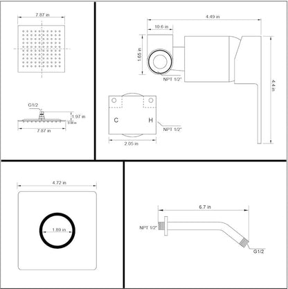 Shower Only Faucet Set Brushed Nickel, Bathroom Rain Mixer Shower Head Set Wall Mounted Rainfall Shower System Single Handle Shower Trim Kit with Rough-in Valve
