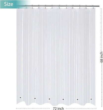 Mrs Awesome 72x68 Shorter Shower Curtain Liner with 6 Magnets Clear PEVA Waterproof Plastic Shower Curtain 72 x 68 inches, Clear | Heavy Duty PEVA, 12 Rustproof Grommets,Waterproof Plastic Shower Curtain 72 x 68 inches for Bathroom Short Size