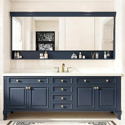48-92IN Single/Double Sink Bathroom Vanity, Defogging Smart Mirror, Modern American Free Standing Vanity with Bathroom Cabinet