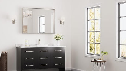 Keonjinn 40x30 Inch Brushed Nickel Bathroom Mirror for Over Sink, Rectangle | HD Tempered Glass, Vanity Mirror, Brushed Framed, Square Corner, Modern Farmhouse, Wall Mounted Mirrors, Aluminum Alloy