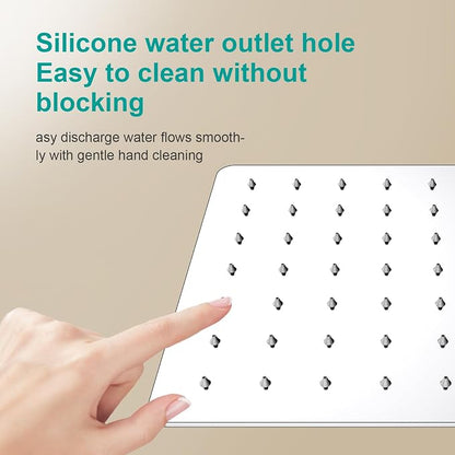Square Rain Shower Head, High Flow Stainless Steel,Work with any decorative style，All Metal Rainfall Shower Head (Chrome, 6)