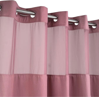 River Dream Waffle No Hook Shower Curtain with Liner,Pale Mauve,71x74 | Dotted Waffle,Snap-in Liner,Heavy Duty,Quick Dry,Mesh Top Window,With Bottom Magnets,Hotel-Grade,Washable,Standard Size