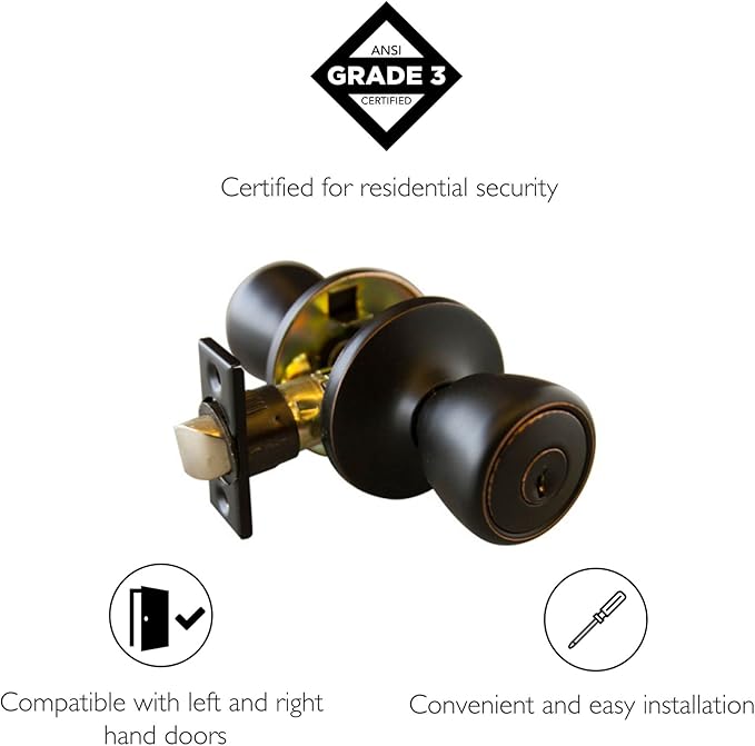 Design House 728709 Terrace 6-Way Universal Keyed Entry Door Knob Oil Rubbed Bronze (Pack of 2)