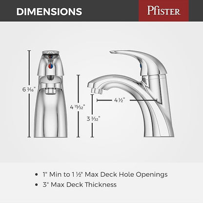 Pfister Parisa Bathroom Sink Faucet, Single Control, 1-Handle, Single Hole, Polished Chrome Finish, LF042PRCC