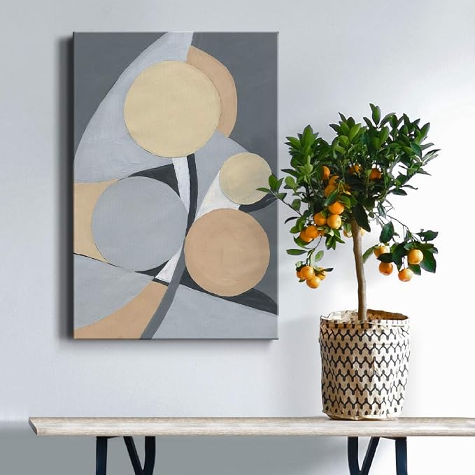 Renditions Gallery Canvas Wall Art Modern Paintings & Prints Decorations Grey Brown Rug Abstrac Canvas Wall Hanging Artwork Picture for Bedroom Living Room Office Kitchen - 8"x12" LT02