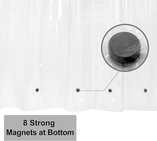 Barossa Design Extra Wide Shower Curtain Liner 108" x 72" with 8 Magnets - Waterproof PEVA Around Shower Liner for Bathroom, PVC Free, Metal Grommets - Clear, 108X72