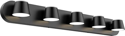 URSOLA 5 Light Bathroom Vanity Light, LED Black Wall Light Fixtures, Up and Down Rotatable Dimmable, 34 inch Bathroom Lighting Fixtures Over Mirror