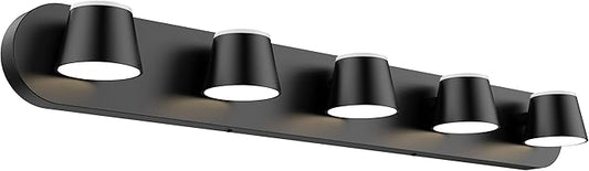 URSOLA 5 Light Bathroom Vanity Light, LED Black Wall Light Fixtures, Up and Down Rotatable Dimmable, 34 inch Bathroom Lighting Fixtures Over Mirror