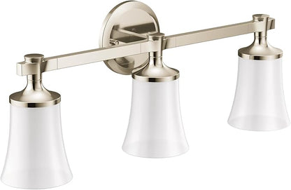 Moen YB0363NL Flara 3-Light Dual-Mount Bath Bathroom Vanity Light Fixture with Frosted Glass, Polished Nickel