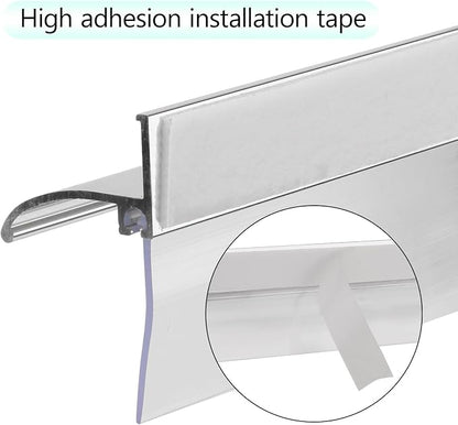 32" Shower Door Bottom Deflector for Chrome Framed Shower Door | Drip Rail Replacement with Vinyl Sweep,Attach pre adhesive installation tape and screws