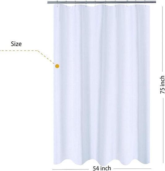 N&Y HOME Fabric Shower Curtain Liner Longer Stall Size 54 x 75 inches, Hotel Quality, Washable, White Bathroom Curtains with Grommets, 54x75