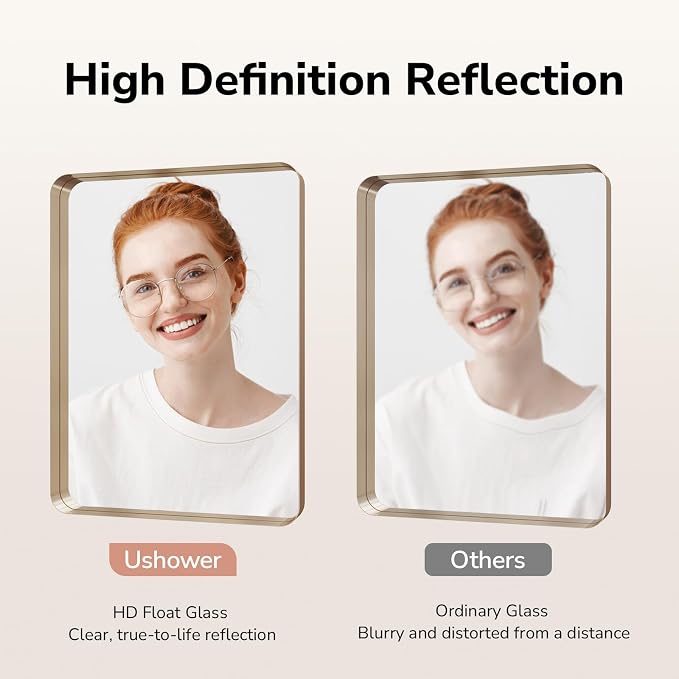 Gold Bathroom Mirrors for Over Sink 24"x36" 2 Pack | Brushed Champagne Brass Gold Vanity Mirror for Wall, Aluminum Frame, Anti-Rust, Tempered Glass