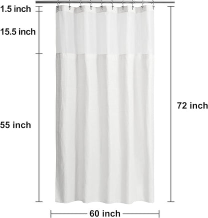 N&Y HOME 60 Inch Waffle Weave Shower Curtain with Snap-in Fabric Liner & 12 Metal Hooks Set - 60" x 72" Shower Stall Size, Hotel Style & Mesh Top Window, Machine Washable - White, 60x72