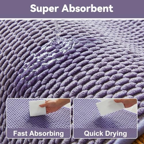 Triohero Large Bathroom Rugs Non Slip Washable Bath Rugs Super Absorbent Bathroom Rug Thin Quick Dry Low Pile Bath Mats, Lavender 36"x48"