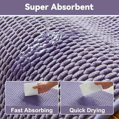 Triohero Small Bathroom Rugs Non Slip Washable Bath Rugs Super Absorbent Bathroom Rug Thin Quick Dry Low Pile Bath Mats, Lavender 12"x12"