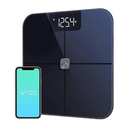 Wyze Smart Bathroom Scale & Body Analyzer, Bluetooth, 400 lbs, Navy Blue | Tracks 12 metrics, Crisp LED Display, Sync with Fitness Apps, Heart Rate Tracking, Auto-Recognition & Sharing