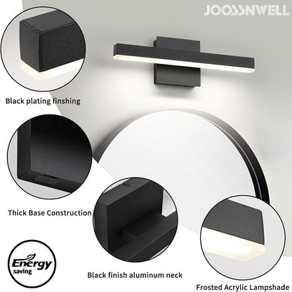 Joossnwell Black Bathroom Vanity Light Fixtures, LED Bathroom Lighting Bar | ETL Certificated, Dimmable 5CCT, Modern Vanity Lighting, Bath Lights Fixture Over Mirror 15.75 Inch 12W