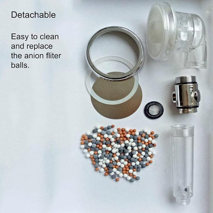 MineralStream Ionic Shower Head 2.0 Full Kit with Replacement Beads + Hose + Shower Holder + Arm Diverter| 3 Settings High Pressure Water Saving Showerhead for Dry Hair & Skin