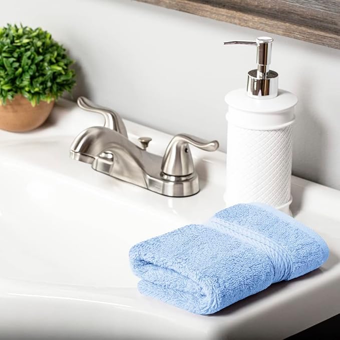Superior Egyptian Cotton Plush & Absorbent, Face Towel Set of 6, Light Blue | Quick Dry, Soft Luxury Towel Set, Bath Essentials for Bathroom, Guest Bath, Spa, 2 Piece Face, Madeline Towels