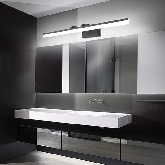 SOLFART Modern Bathroom Light Fixtures 39.3Inch Modern LED Vanity Lights Above Mirror Fixture Acrylic Black Light Strip