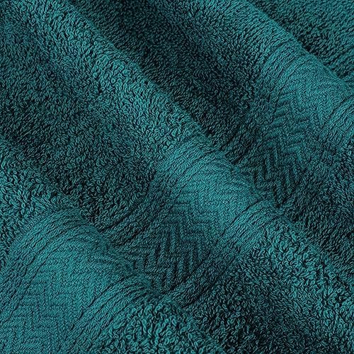 HILLFAIR 100% Cotton 24 Piece Bath Towels Set for Bathroom - Teal