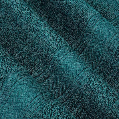 HILLFAIR 100% Cotton 24 Piece Bath Towels Set for Bathroom - Teal