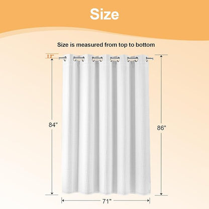 River Dream Cotton Blend No Hook Shower Curtain with Liner, White, 71x86 | with Snap in Liner, Heavyweight Waffle Fabric, Hotel Grade for Bathroom, Water Repellent, Corner Magnets, Machine Washable