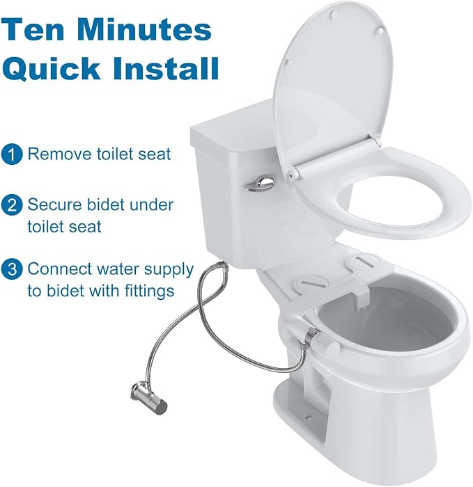 Bidet Attachment for Toilet Seat Water Pressure, Hygienic Bidets Attachment for Existing Toilets - Adjustable Fresh Water Pressure Dual Nozzle (Frontal & Rear Wash) Easy to Install,