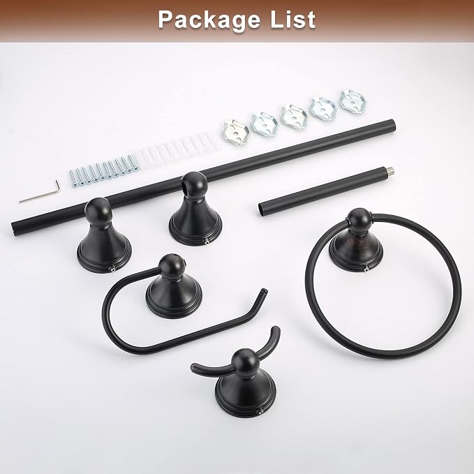 FILTA Bathroom Hardware Set - Oil Rubbed Bronze Towel Rack Set with 4 Pieces Towel Holder and 18 or 24 Inch Towel Bar
