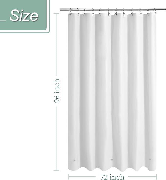 Mrs Awesome 72x96 Extra Long Shower Curtain Liner White | 3 Bottom Magnets,12 Rustproof Grommets,Water Proof Lightweight PEVA,72W x 96H for Bathroom Extra Long Size