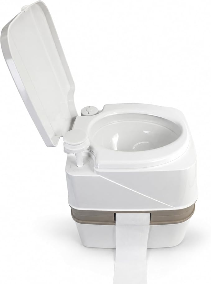 SEAFLO Premium Camping Portable Toilet - 5.8 Gallon Waste 3.43 Gall Fresh Tank (100 Flushes), 440 lbs Max Weight, Level Indicator, Sealed Waste Tank for RV, Boat, Elderly, Off-Grid, 4-Year Warranty