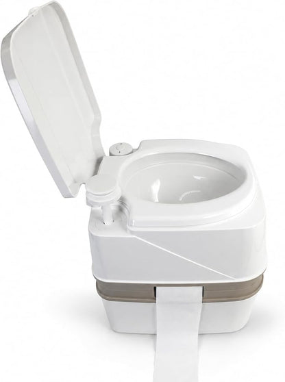 SEAFLO Premium Camping Portable Toilet - 5.8 Gallon Waste 3.43 Gall Fresh Tank (100 Flushes), 440 lbs Max Weight, Level Indicator, Sealed Waste Tank for RV, Boat, Elderly, Off-Grid, 4-Year Warranty