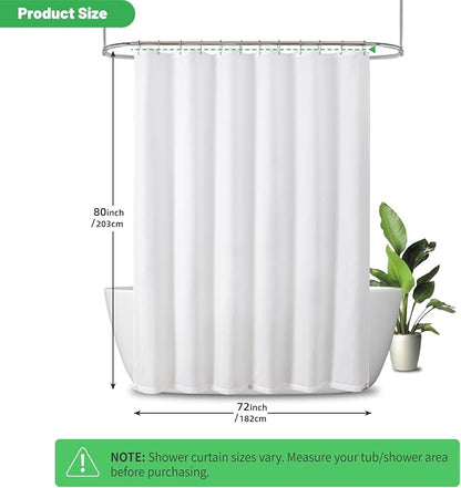 eachope Long Waterproof Fabric Shower Curtain Liner,72x80 Inch White | 3 Heavy-Duty Magnets,Machine Washable,Durable Rustproof Grommets,Hotel Quality,Easy Care,Secure Fit for Bathroom