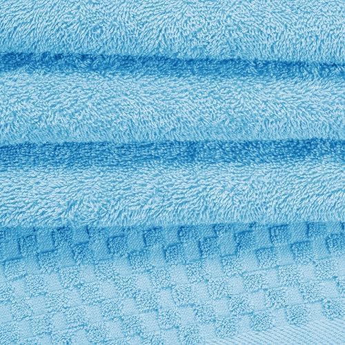 MyOwn Ultra Soft 3 Pack Cotton Towel Set, Contains a Bath Towels 28x55 inch, a Hand Towels 16x24 inch & a Wash Coths 12x12 inch, Ideal Everyday use, Compact & Lightweight - Sky Blue