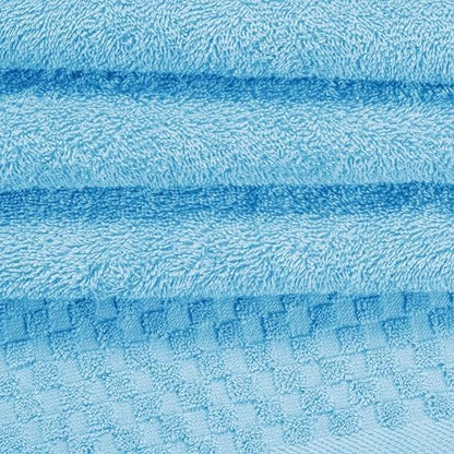 MyOwn Ultra Soft 3 Pack Cotton Towel Set, Contains a Bath Towels 28x55 inch, a Hand Towels 16x24 inch & a Wash Coths 12x12 inch, Ideal Everyday use, Compact & Lightweight - Sky Blue