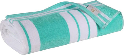 Superior Cotton Cabana Striped Beach Towels, Colorful Towels for Adult, Kid, Pool, Swimming, Sand, Travel, Large Oversized, Absorbent, Fast Drying, Bath Basics, Cabana Collection, 1 Piece, Mint