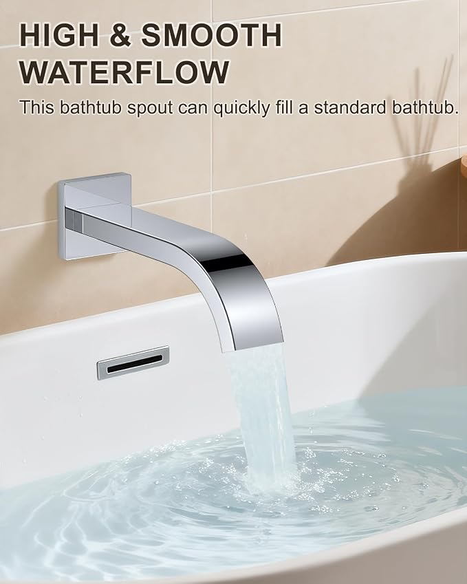 Chrome Shower System with Tub Spout, Wall Mounted Bathtub Shower Faucet Set, 12" Rainfall Shower Head and Handheld Shower Combo, High Pressure Shower Fixtures Set with Rough-in Valve