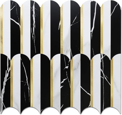 DICOFUN 1 Sheet Black & White Peel and Stick Backsplash for Kitchen, PVC Stick on Backsplash Wall Tile