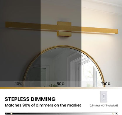 Modern Bathroom Light Fixtures 39 Inch Gold Bathroom Vanity Light with Up & Down Lighting 30W Dimmable 5CCT LED Vanity Lighting Fixture Bar for Bathroom Restroom