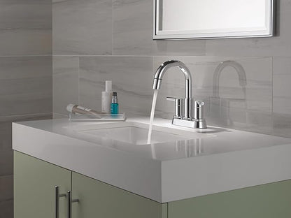 Delta Nicoli Centerset Chrome Bathroom Faucet, 4 Inch 3 Hole Bathroom Sink Faucet for Vanity, Push-Pop Drain Assembly, Chrome 25749LF