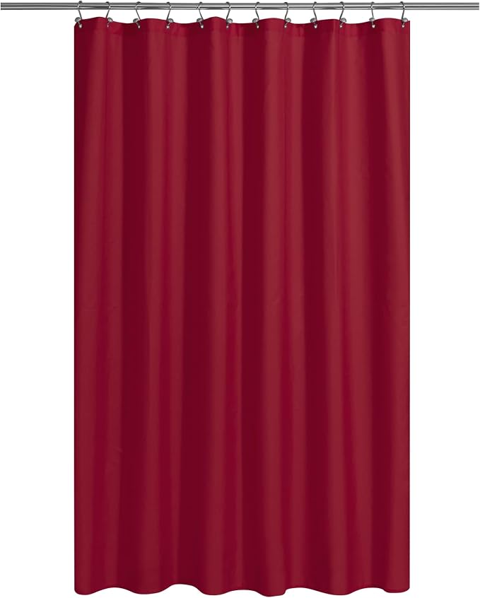 N&Y HOME Fabric Shower Curtain or Liner with Magnets, Red | Hotel Quality, Washable, Water Repellent, Cloth Shower Curtain with Grommets for Bathroom, Standard Size