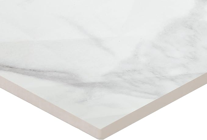 Daltile Perpetuo 12" x 24" Marble Look Ceramic Multi-Geometric Wall Tile in Satin Brilliant White for Kitchen Backsplashes, Living Room or Bathroom Walls | (8 PC Per Carton) (15.52 SQFT Per Carton)