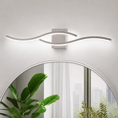 Modern Vanity Lights Dimmable Bathroom Light Fixtures Over Mirror Bathroom LED Vanity Light for Bathroom Living Room (Brushed Nickel,39.37Inch,5500K)