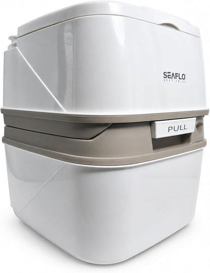 SEAFLO Premium Camping Portable Toilet - 5.8 Gallon Waste 3.43 Gall Fresh Tank (100 Flushes), 440 lbs Max Weight, Level Indicator, Sealed Waste Tank for RV, Boat, Elderly, Off-Grid, 4-Year Warranty