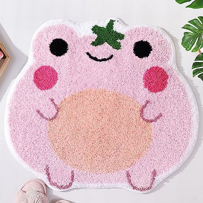 Panstar Cute Pink Frog Bath Mat Non Slip Luxury Absorbent Shaggy Shower Rug Washable Bathroom Decor