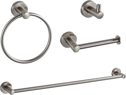 BGL Bathroom Accessories Set 4-Pieces Shiny Brushed Nickel Zinc Alloy Wall Mounted Towel Racks for Bathroom