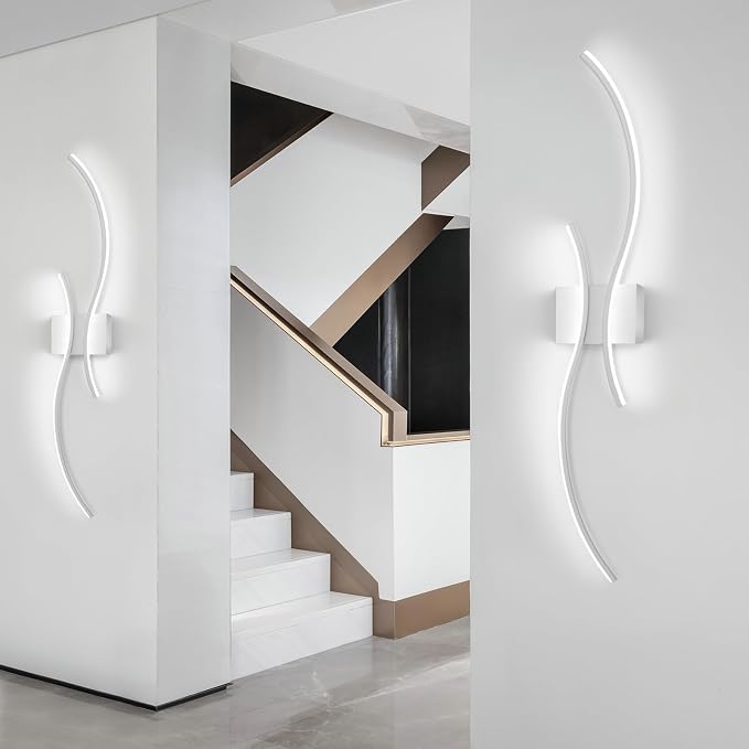 CANEOE Modern Led Wall Light Set of 2, 39inch Indoor Led Wall Sconce Lighting, Bathroom Vanity Light Fixtures Over Mirror for Living Room Hallway Bedroom Bedside Wall Lamp (White,6000K,2 Packs)