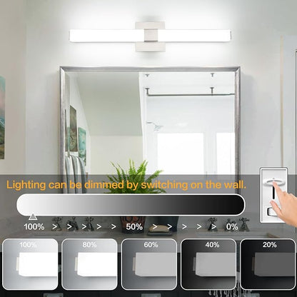 32-inch Dimmable Vanity Light Fixture: Brushed Nickel Modern Sleek LED Bathroom Light Bar Brightness& Waterproof