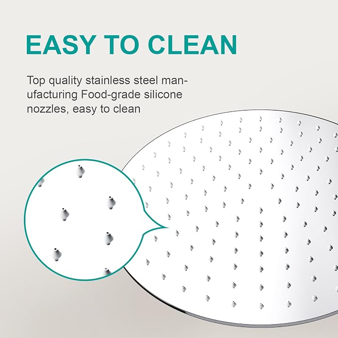 All Metal Rain Shower Head - Heavy Duty Stainless Steel, Easy Install, High Water Flow, Ultra-Thin Modern Design for Bathroom (Chrome, 12)